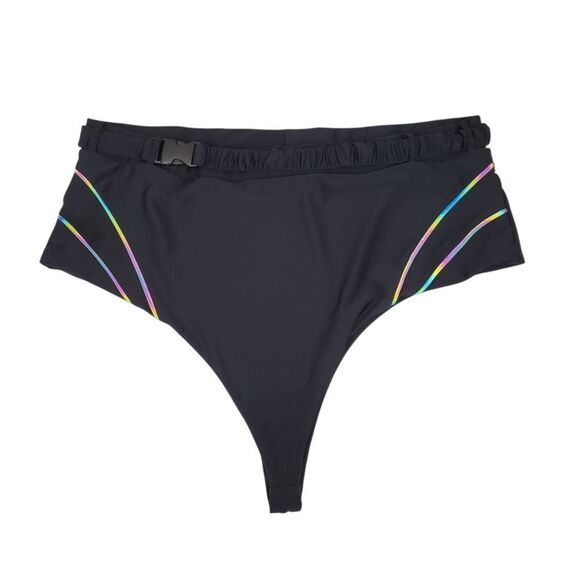 iHeartRaves Other - iHeartRaves Turn Up The Lights Black High-Waisted Reflective Rave Bottoms